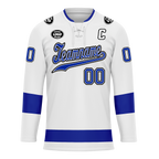 Custom White Blue Personalized Hockey Jersey HCKJ01-D0a70bb