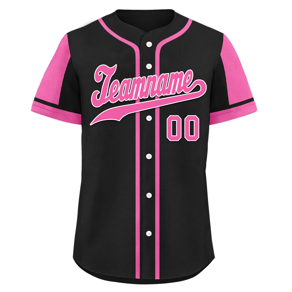Custom Black Pink Raglan Sleeves Personalized Authentic Baseball Jersey BSBJ01-D017198