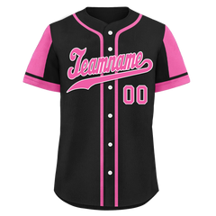 Custom Black Pink Raglan Sleeves Personalized Authentic Baseball Jersey BSBJ01-D017198