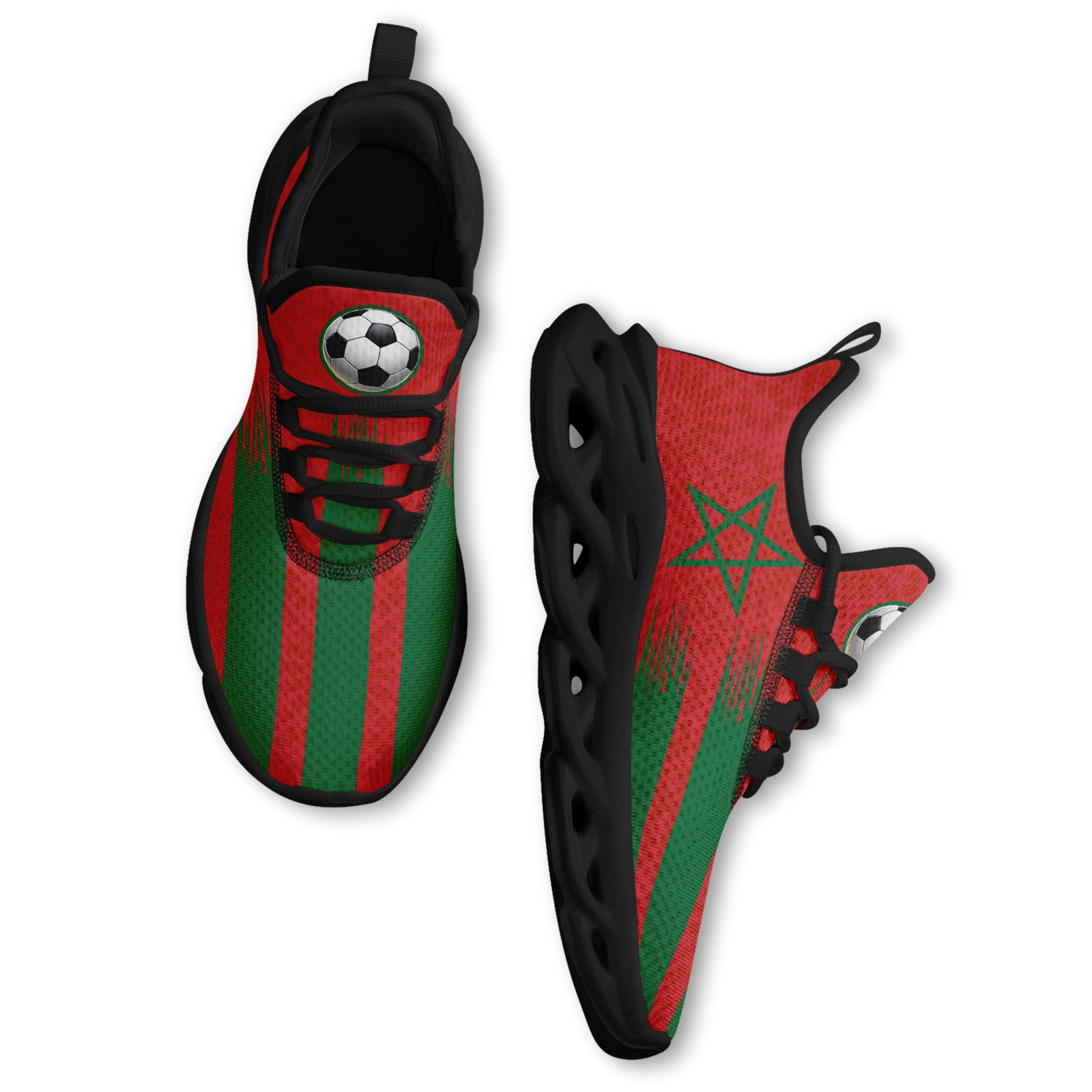 Custom Morocco 2026 World Cup Sneakers DIY Country Flag Running Shoes Lightweight Sport Shoes Gift for Football Fans Personalized Team Name and Logo FN003-F009073-2