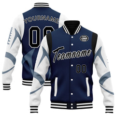 Custom Blue Dallas Jacket Bomber Full-Snap Varsity Letterman Personalized Jacket FZ005-D025004-8