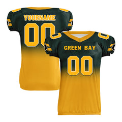 Custom Green Yellow Fade Fashion Green Bay High-Performance American Football Jersey FBJ06-D020252-13