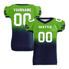 Custom Green Blue Fade Fashion Seattle High-Performance American Football Jersey FBJ06-D020252-27