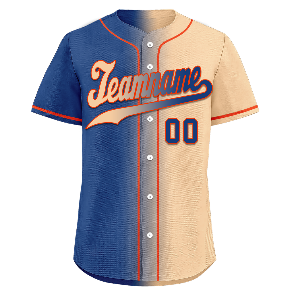 Custom Blue Beige Gradient Fashion Personalized Authentic Baseball Jersey BSBJ01-D0a7077