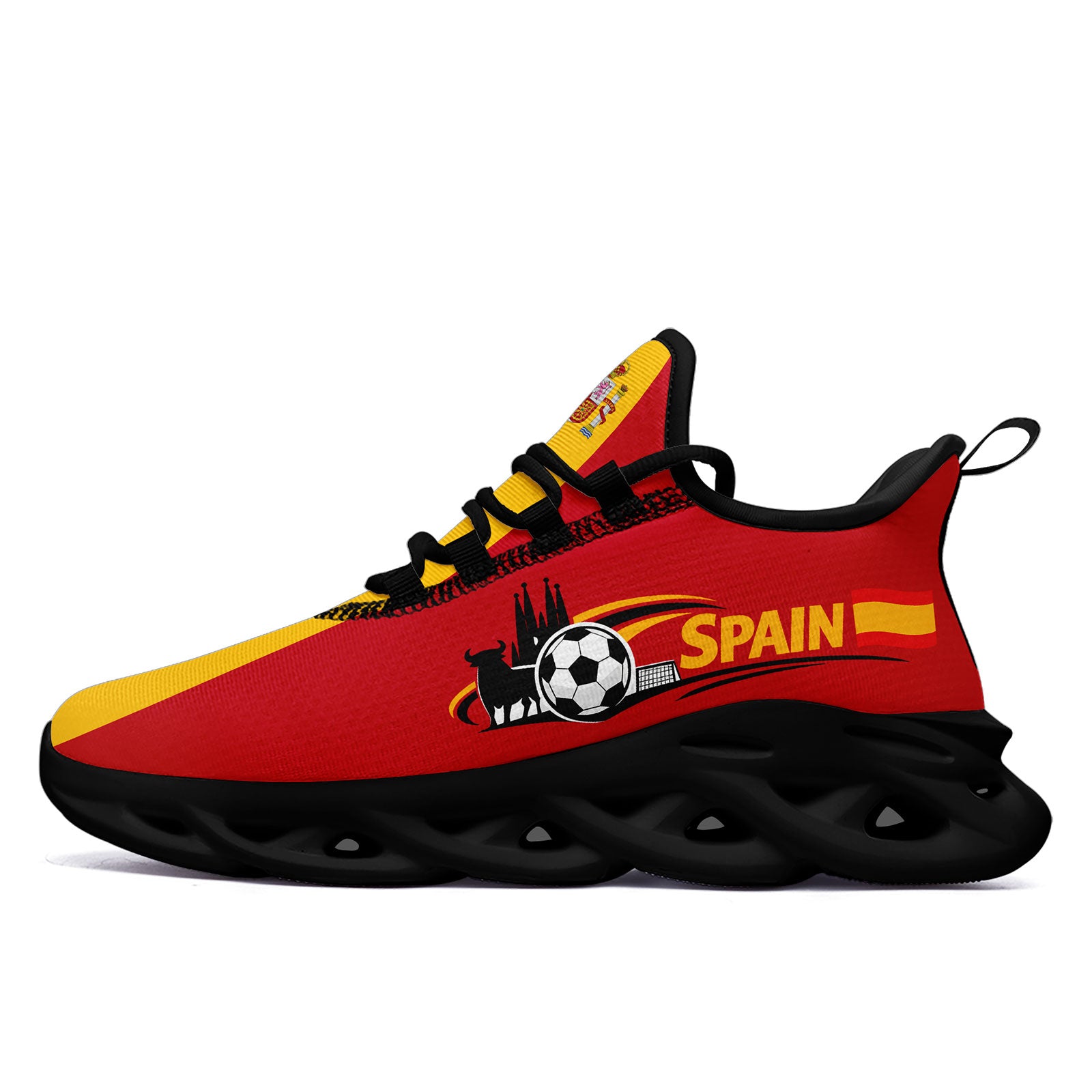 Custom 2026 World Cup Spain Sneakers DIY Country Flag Running Shoes Lightweight Sport Shoes Gift for Football Fans Personalized Team Name and Logo FN003-F027068-1