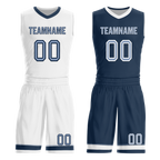 Custom White Blue Classic Style Reversible Basketball Uniform Personalized Ordinary BBJR-D017043