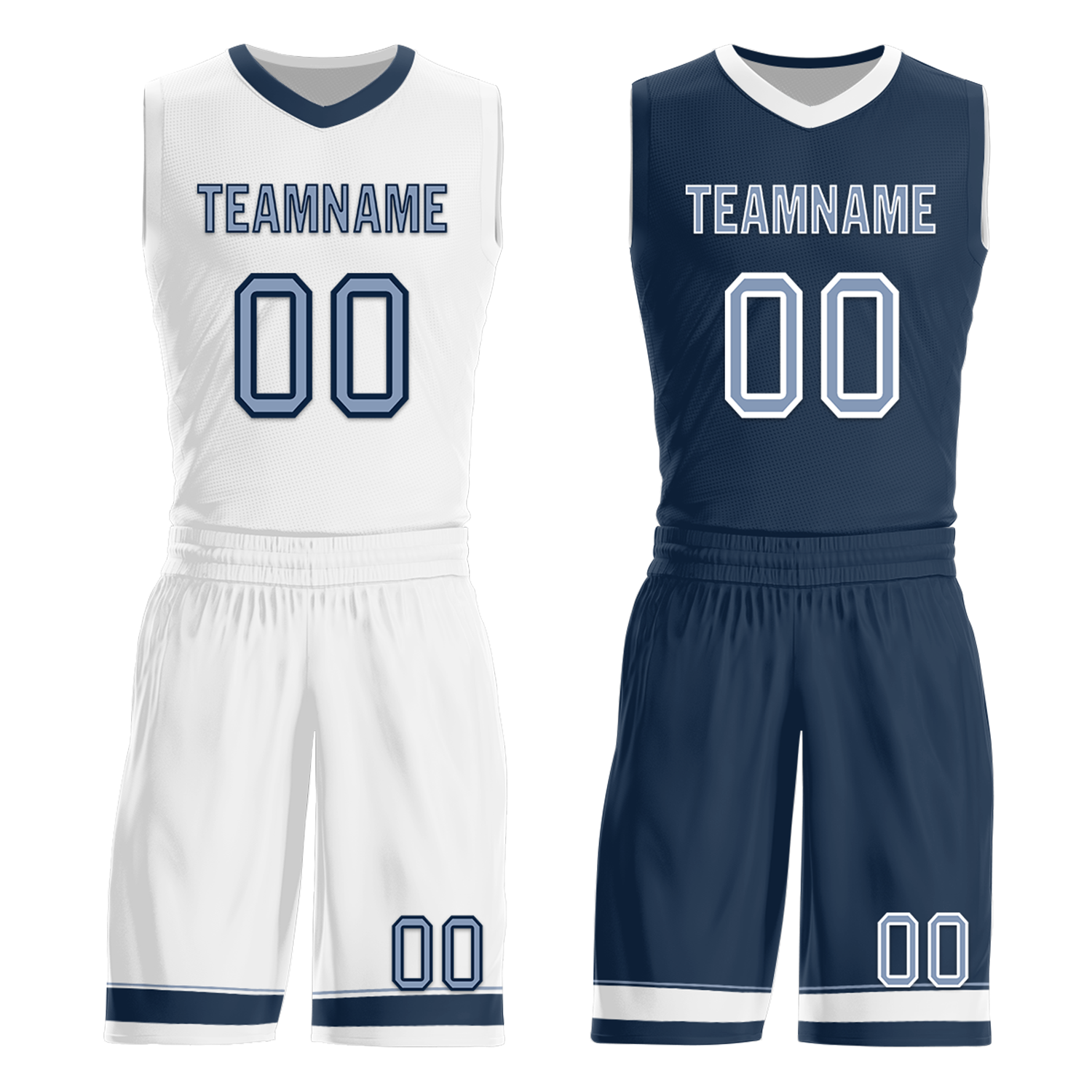 Custom White Blue Classic Style Reversible Basketball Uniform Personalized Ordinary BBJR-D017043