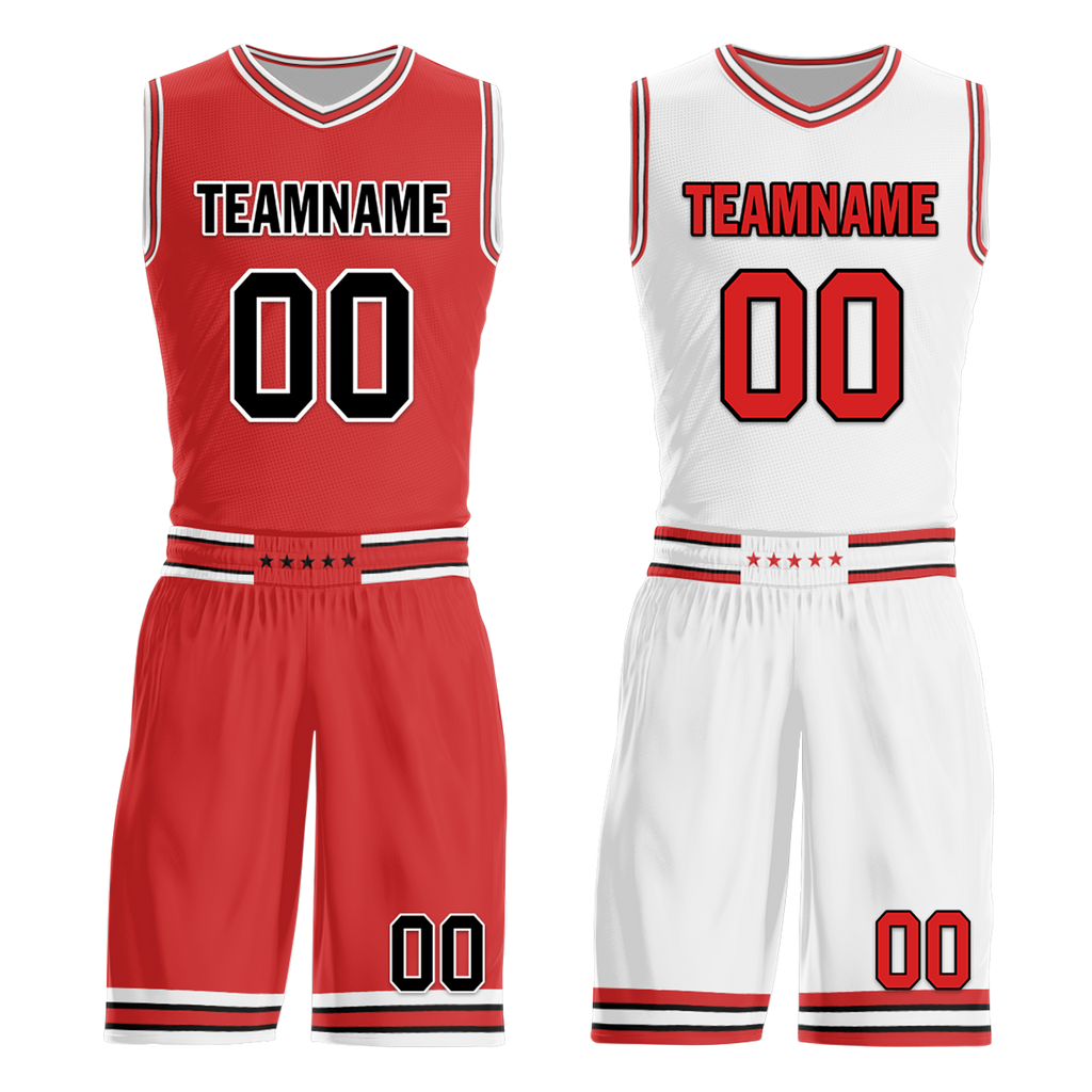 Custom Red White Classic Style Reversible Basketball Uniform Personalized Ordinary BBJR-D017005