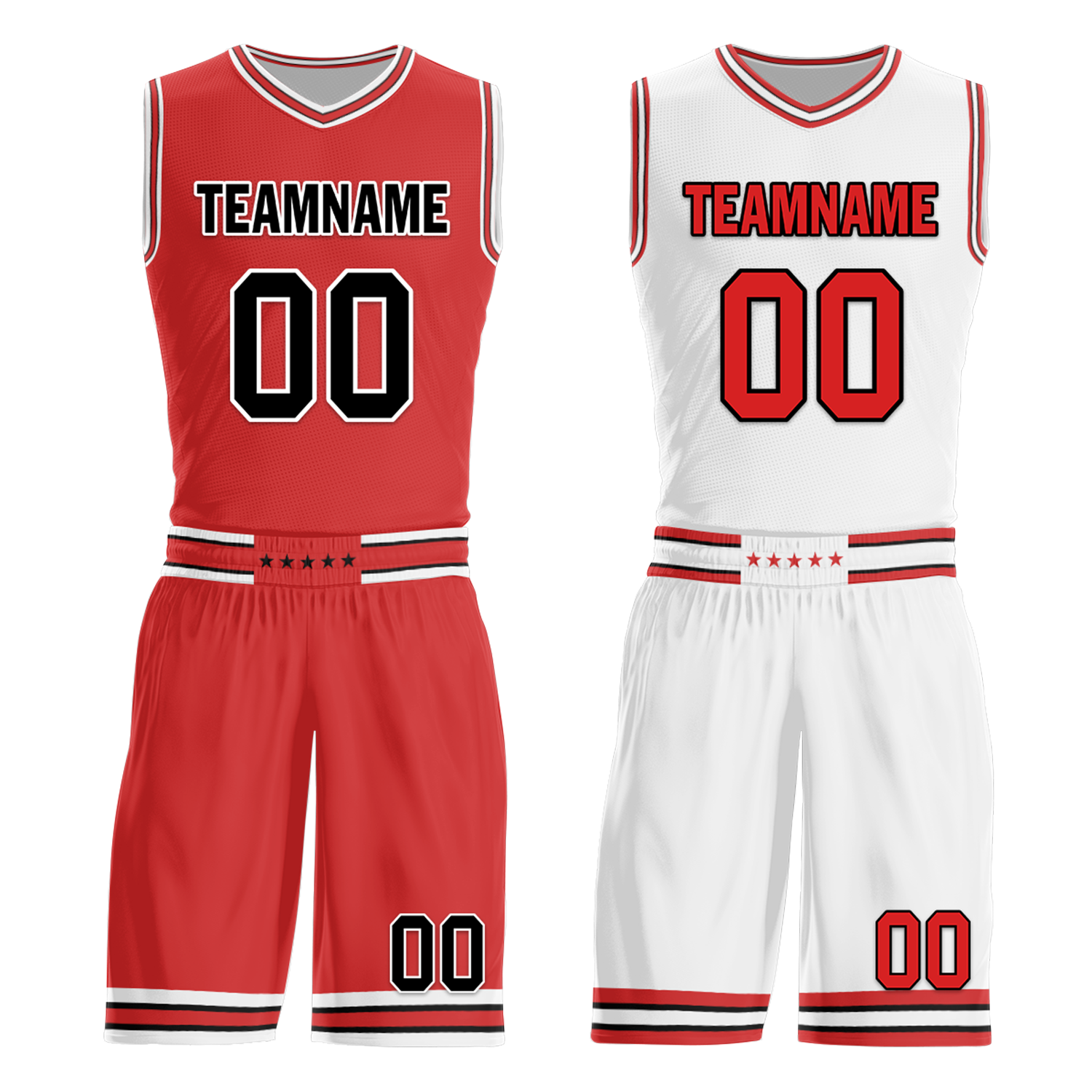 Custom Red White Classic Style Reversible Basketball Uniform Personalized Ordinary BBJR-D017005