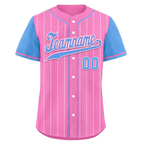 Custom Pink Blue Stripe Fashion Personalized Authentic Baseball Jersey BSBJ01-D017229