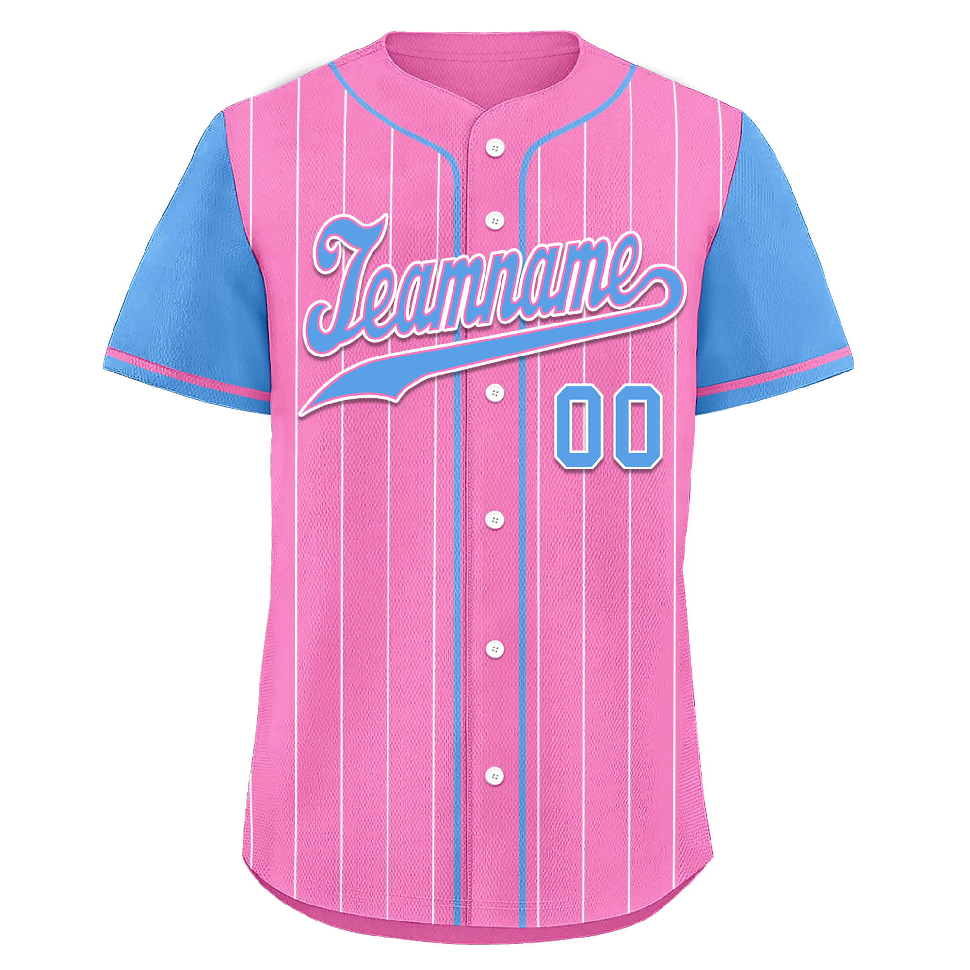 Custom Pink Blue Stripe Fashion Personalized Authentic Baseball Jersey BSBJ01-D017229