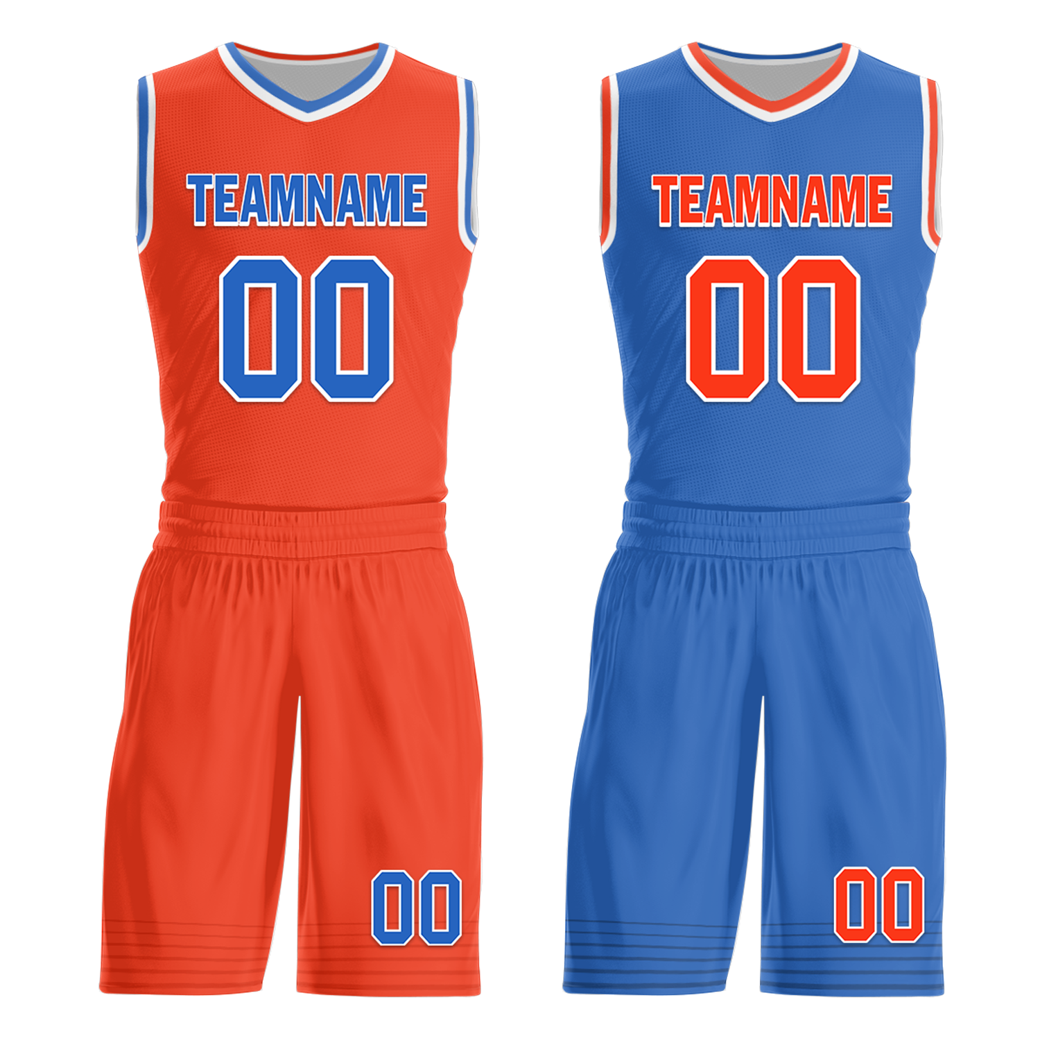Custom Orange Blue Classic Style Reversible Basketball Uniform Personalized Ordinary BBJR-D017040