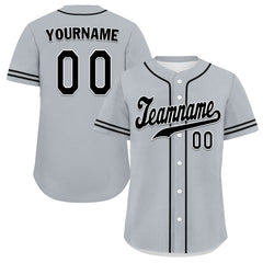 Custom Grey Classic Style Black Personalized Authentic Baseball Jersey UN002-bd0b00d8-d