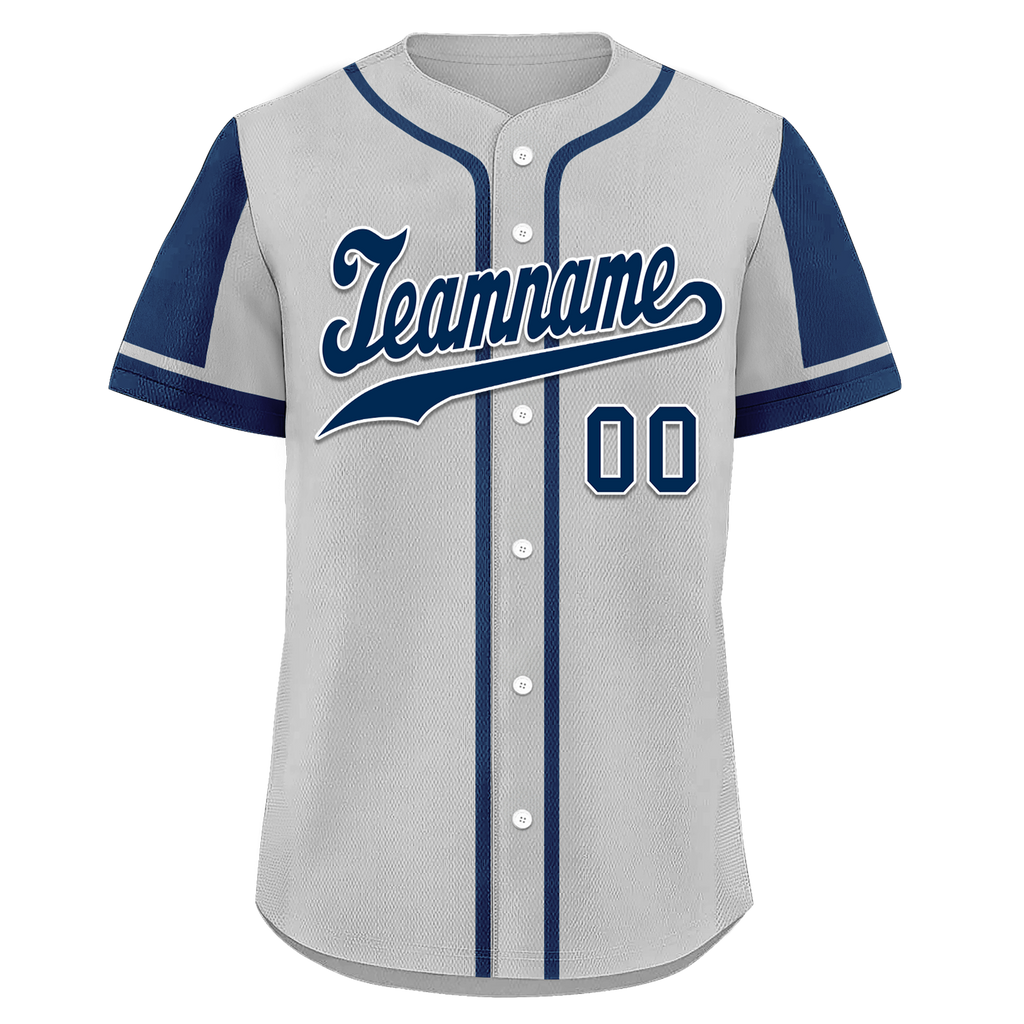 Custom Gray Blue Raglan Sleeves Personalized Authentic Baseball Jersey BSBJ01-D017178