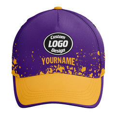 Custom Purple Yellow Hat Sport Design Cap Stitched Adjustable Personalized YW061-D020231-4