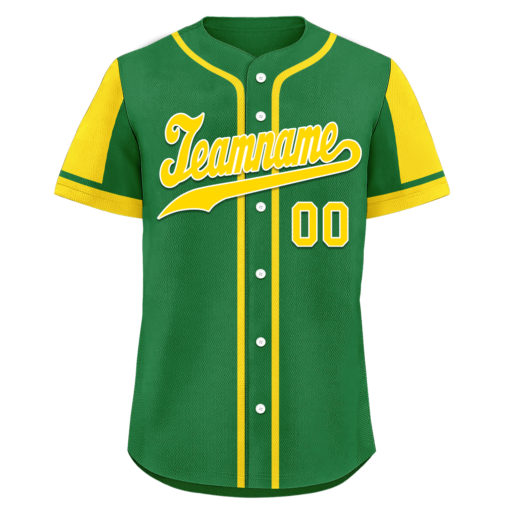 Custom Green Yellow Raglan Sleeves Personalized Authentic Baseball Jersey BSBJ01-D017191