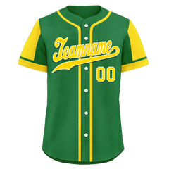 Custom Green Yellow Raglan Sleeves Personalized Authentic Baseball Jersey BSBJ01-D017191