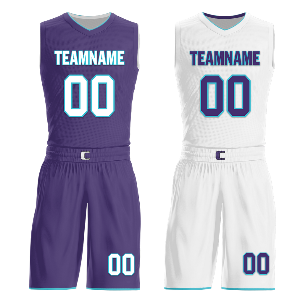 Custom Purple White Classic Style Reversible Basketball Uniform Personalized Ordinary BBJR-D017014