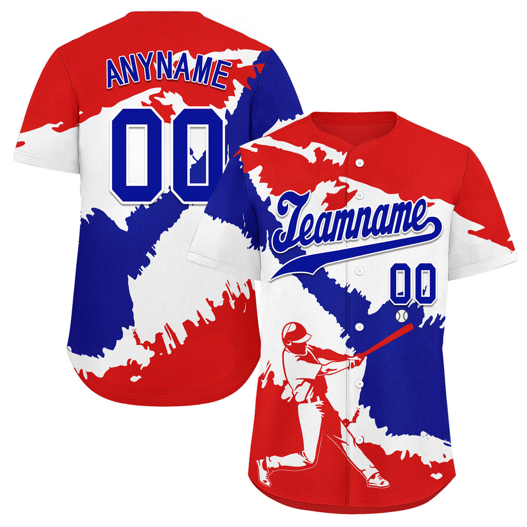 Custom Red White Navy Blue Dominican Republic Flag Personalized Authentic Baseball Jersey BSBJ01-E06022-2