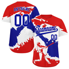 Custom Red White Navy Blue Dominican Republic Flag Personalized Authentic Baseball Jersey BSBJ01-E06022-2