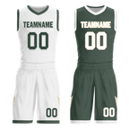 Custom White Green Classic Style Reversible Basketball Uniform Personalized COOLMAX BBJR-D017010