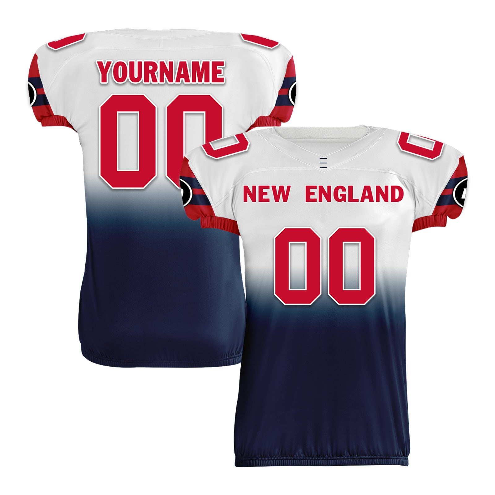 Custom Blue White Red Fade Fashion New England High-Performance American Football Jersey FBJ06-D020252-26