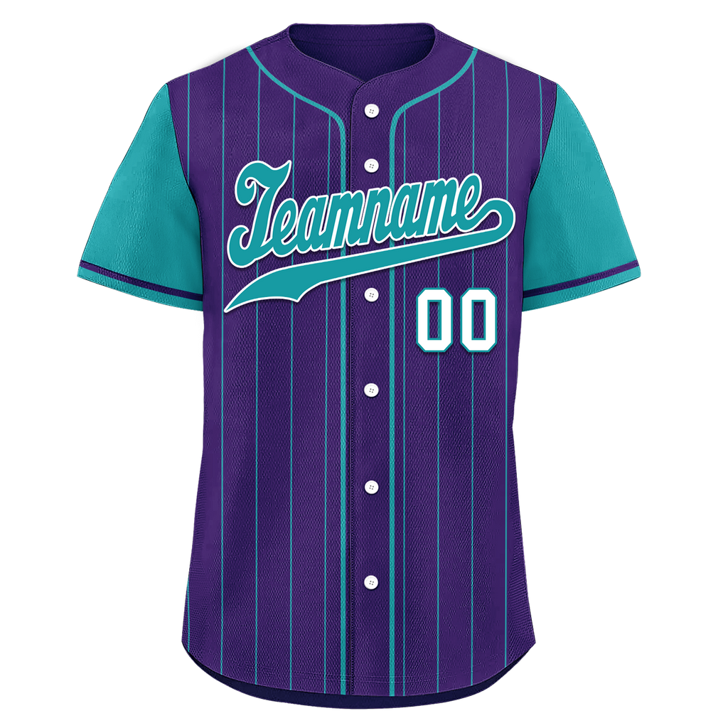 Custom Purple Cyan Stripe Fashion Personalized Authentic Baseball Jersey BSBJ01-D017248