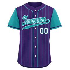 Custom Purple Cyan Stripe Fashion Personalized Authentic Baseball Jersey BSBJ01-D017248