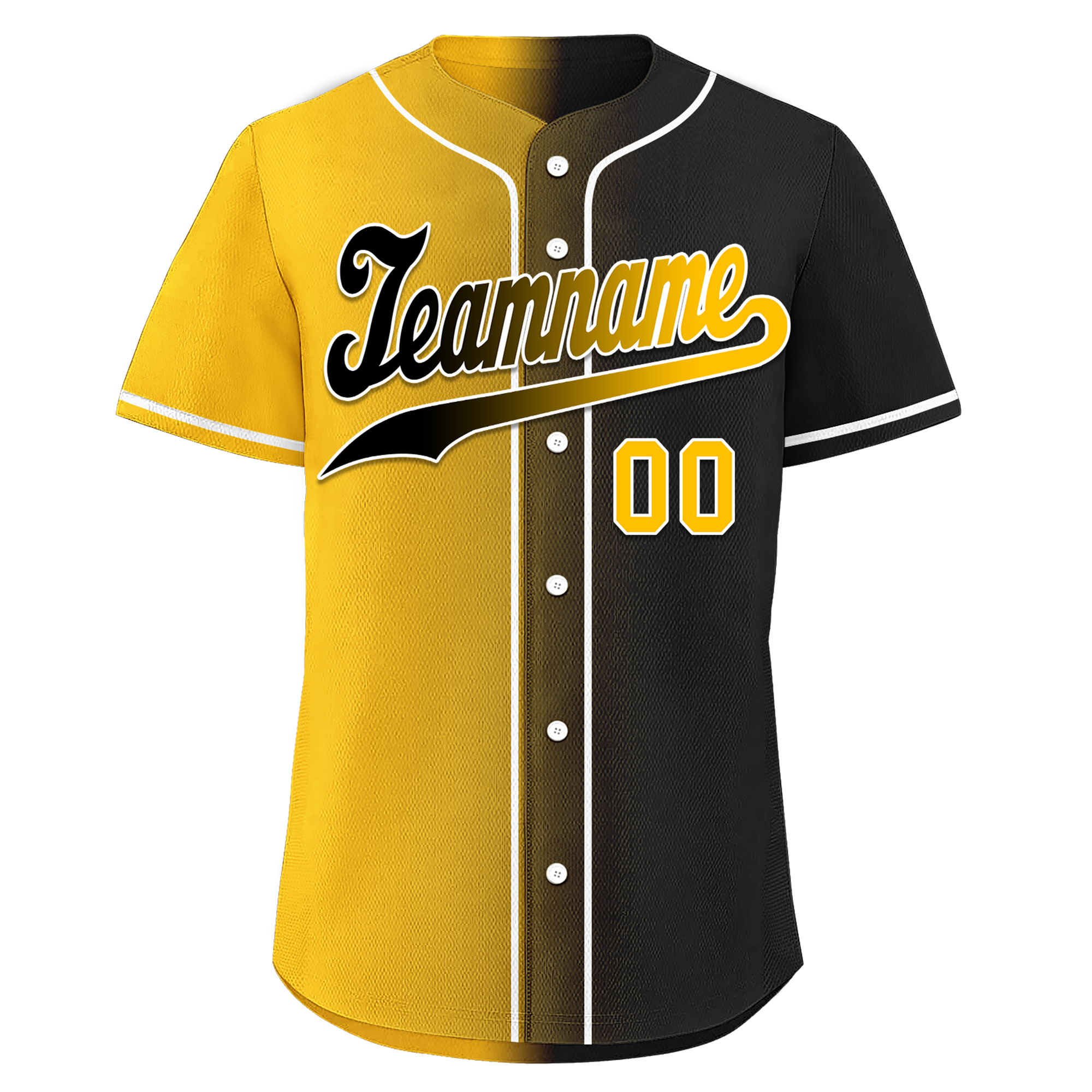 Custom Yellow Black Gradient Fashion Personalized Authentic Baseball Jersey BSBJ01-D0a7a00