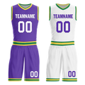 Custom Purple White Classic Style Reversible Basketball Uniform Personalized COOLMAX BBJR-D017047