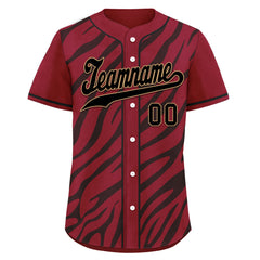 Custom Burgundy Black Zebra Pattern Personalized Authentic Baseball Jersey BSBJ01-D020201-10