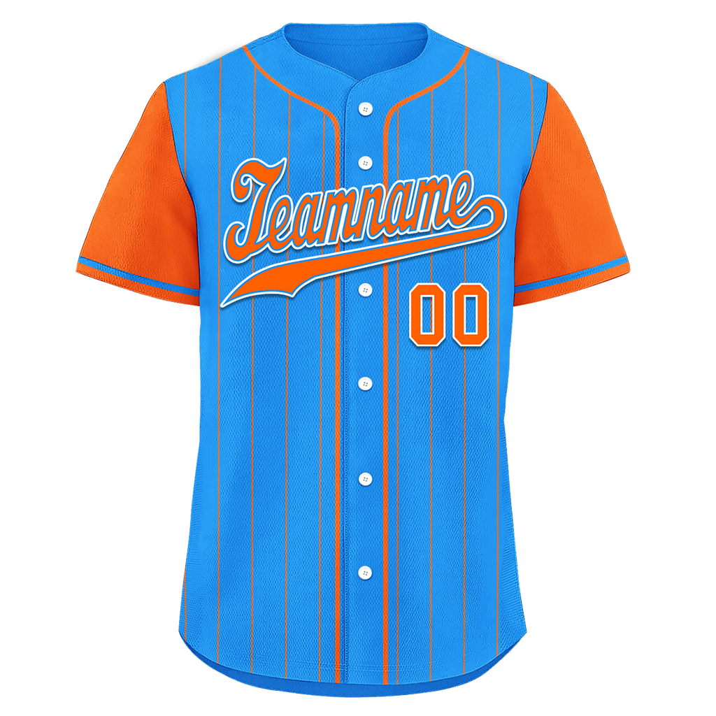 Custom Blue Orange Stripe Fashion Personalized Authentic Baseball Jersey BSBJ01-D017211