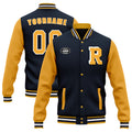 Custom Blue Yellow Waterproof Jacket Bomber Full-Snap Varsity Letterman Personalized Jacket FZ007CD-D020316-6