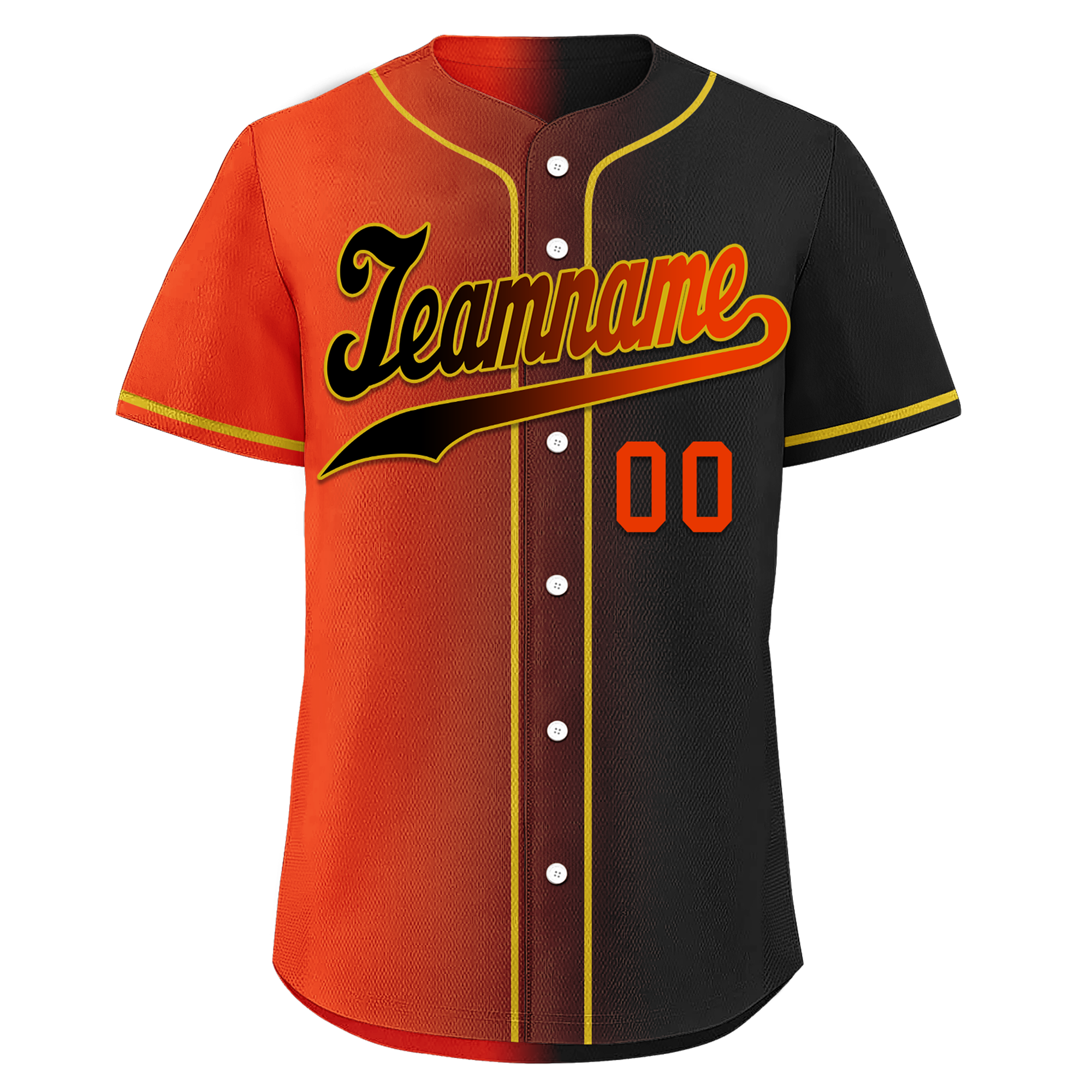 Custom Orange Black Gradient Fashion Personalized Authentic Baseball Jersey BSBJ01-D0a7aa8