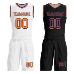 Custom White Black Classic Style Reversible Basketball Uniform Personalized Ordinary BBJR-D017057