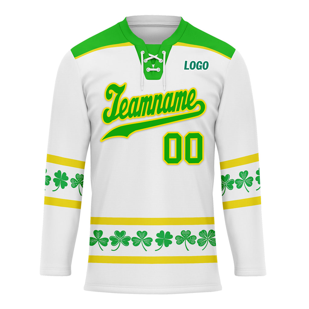 Custom Four-leaf clover Personalized Hockey Jersey HCKJ01-E0615-9