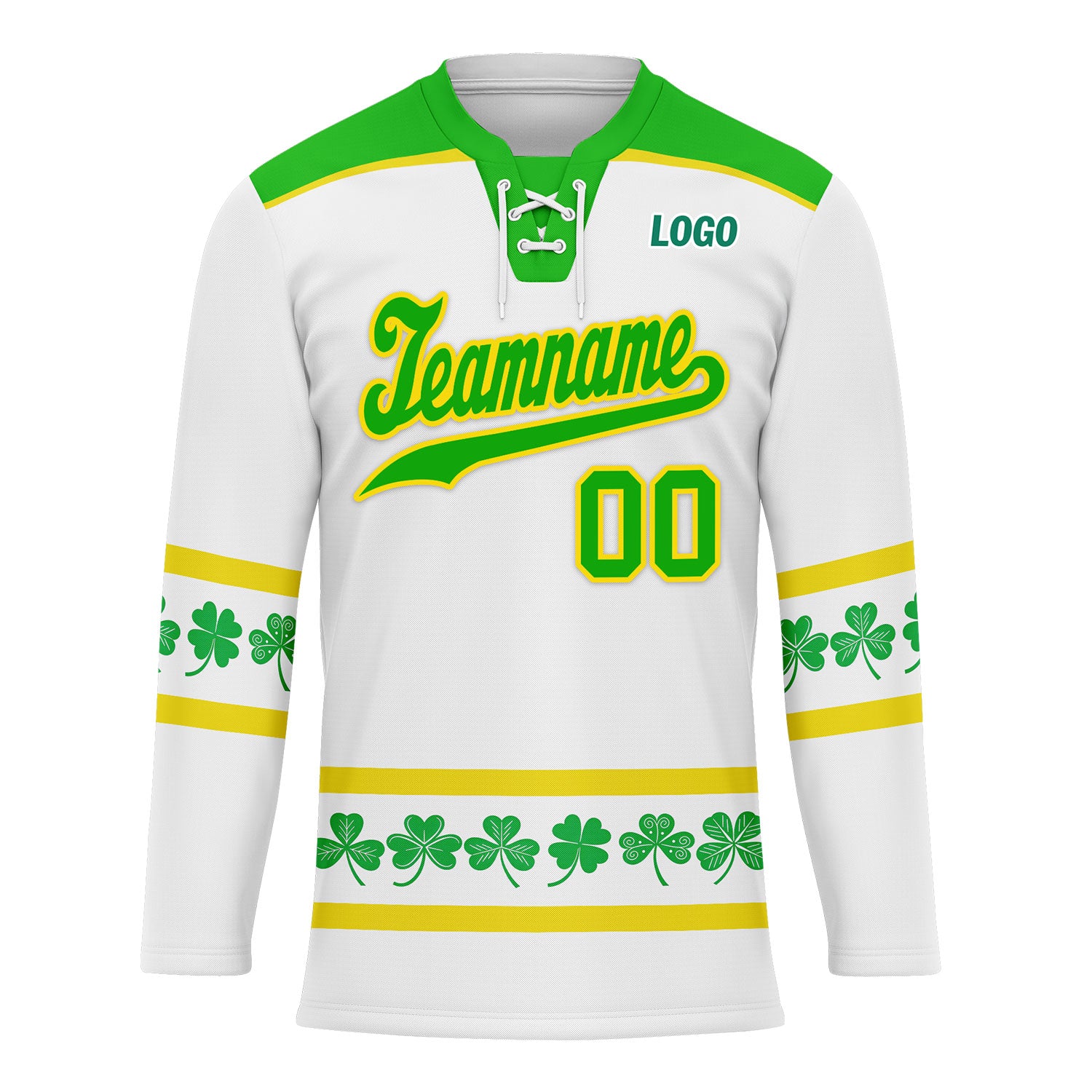 Custom Four-leaf clover Personalized Hockey Jersey HCKJ01-E0615-9