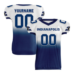 Custom White Blue Fade Fashion Indianapolis High-Performance American Football Jersey FBJ06-D020252-14