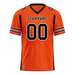 Custom Black Orange Striped Sleeves Personalized Authentic Football Jersey FBJ02-D06066