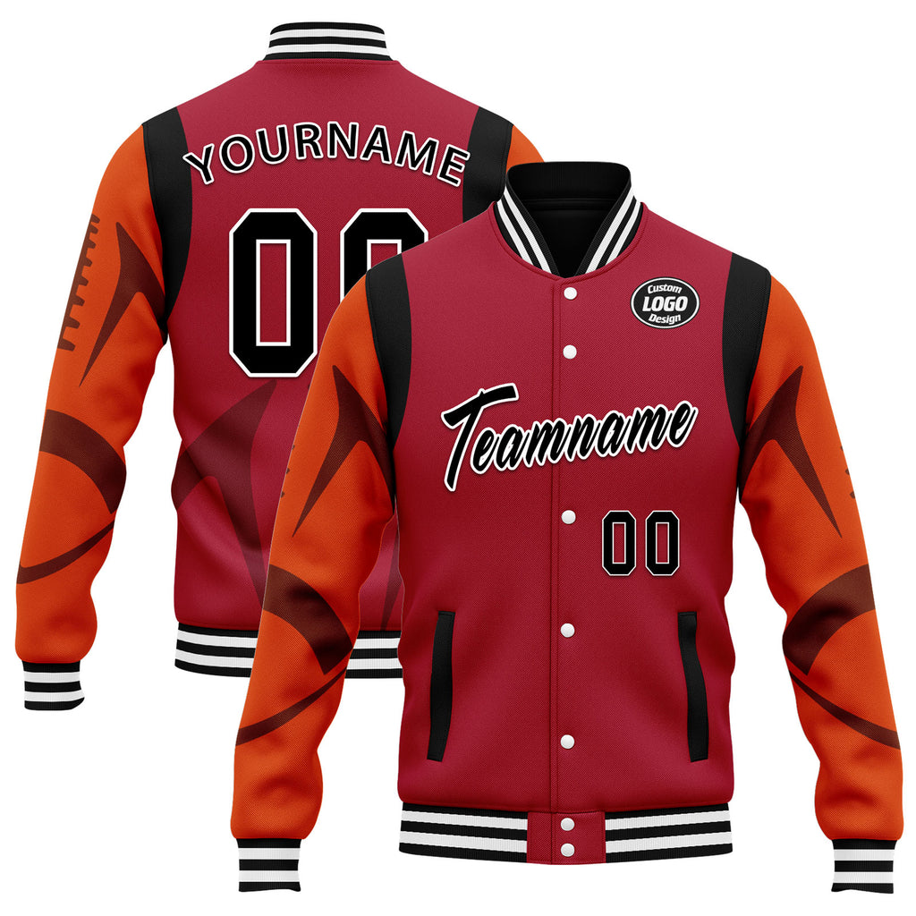 Custom Red Tampa Bay Jacket Bomber Full-Snap Varsity Letterman Personalized Jacket FZ005-D025004-28