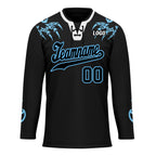 Custom Black Light Blue Gothic Personalized Hockey Jersey HCKJ01-E0601-10