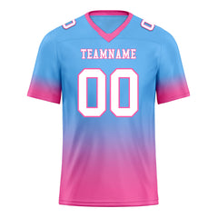 Custom Blue Pink Fade Fashion Personalized Authentic Football Jersey FBJ02-D06104