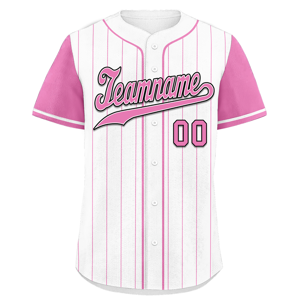 Custom White Pink Stripe Fashion Personalized Authentic Baseball Jersey BSBJ01-D017225