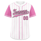 Custom White Pink Stripe Fashion Personalized Authentic Baseball Jersey BSBJ01-D017225