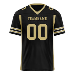 Custom Black Gold Striped Sleeves Personalized Authentic Football Jersey FBJ02-D06067