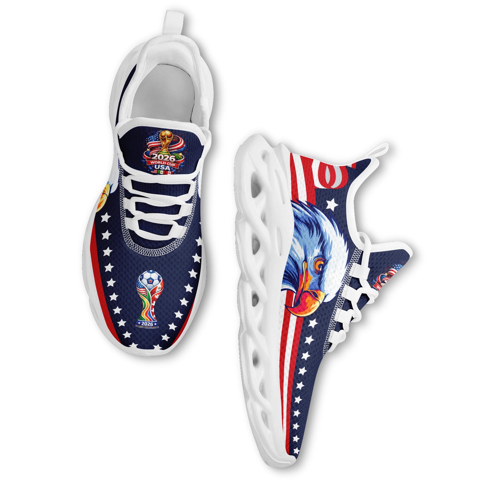 Custom United States 2026 World Cup Sneakers DIY Country Flag Running Shoes Lightweight Sport Shoes Gift for Football Fans Personalized Team Name and Logo FN003-F018032-4
