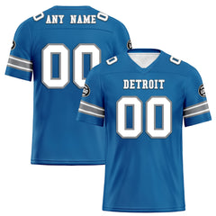 Custom Bule Detroit Personalized Authentic Football Jersey FBJ02-D020256-6