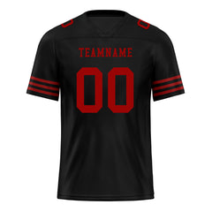 Custom Black Red Striped Sleeves Personalized Authentic Football Jersey FBJ02-D06041