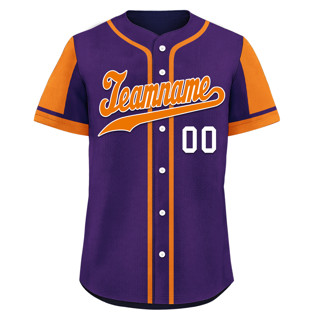 Custom Purple Orange Raglan Sleeves Personalized Authentic Baseball Jersey BSBJ01-D017184