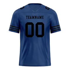 Custom Dark Blue Black Striped Sleeves Personalized Authentic Football Jersey FBJ02-D06034